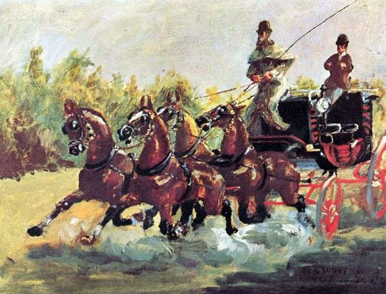 Hrabia Alphons de Toulouse Lautrec rządzi saniami czterech koni   Henri de Toulouse Lautrec