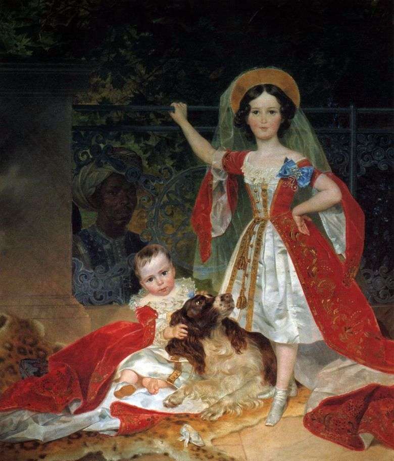 Portret dzieci księcia Volkonsky'ego z arapem   Karl Bryullov