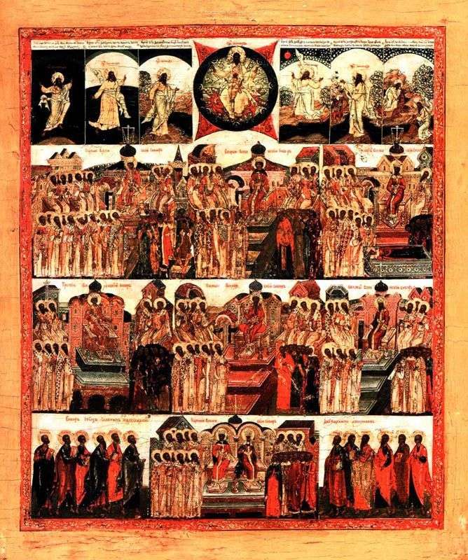 Siedem ekumenicznych soborów ze stworzeniem świata i soborem dwunastu apostołów