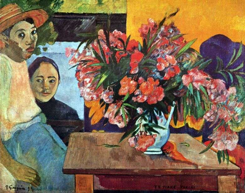 Duży bukiet kwiatów i tahitańskich dzieci   Paul Gauguin