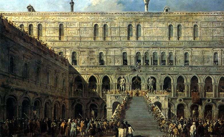 Koronacja doża na Schodach Gigantów w Pałacu Dożów   Francesco Guardi