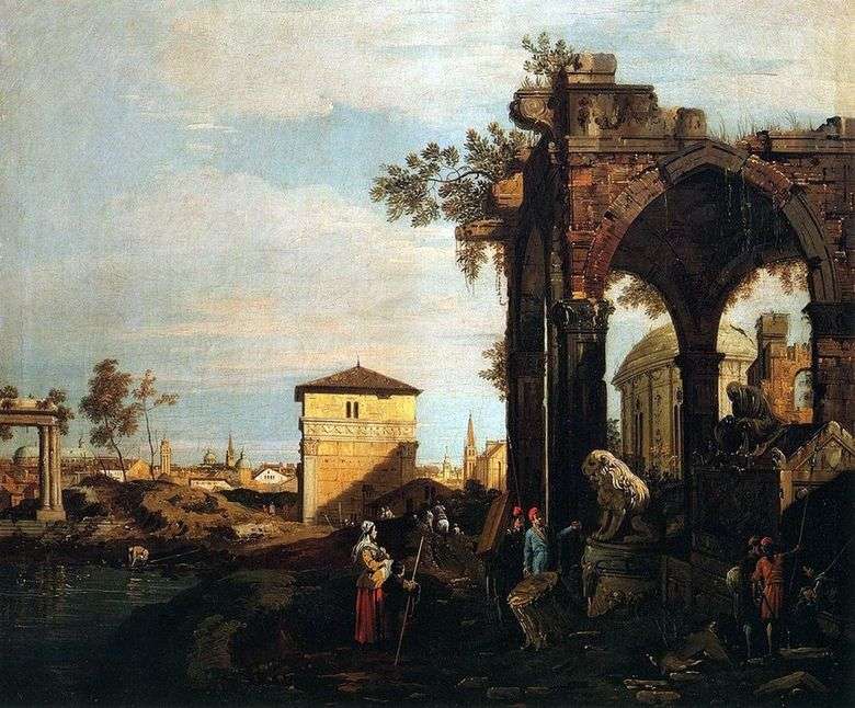 Capriccio z ruinami i bramami Portello w Padwie   Antonio Canaletto