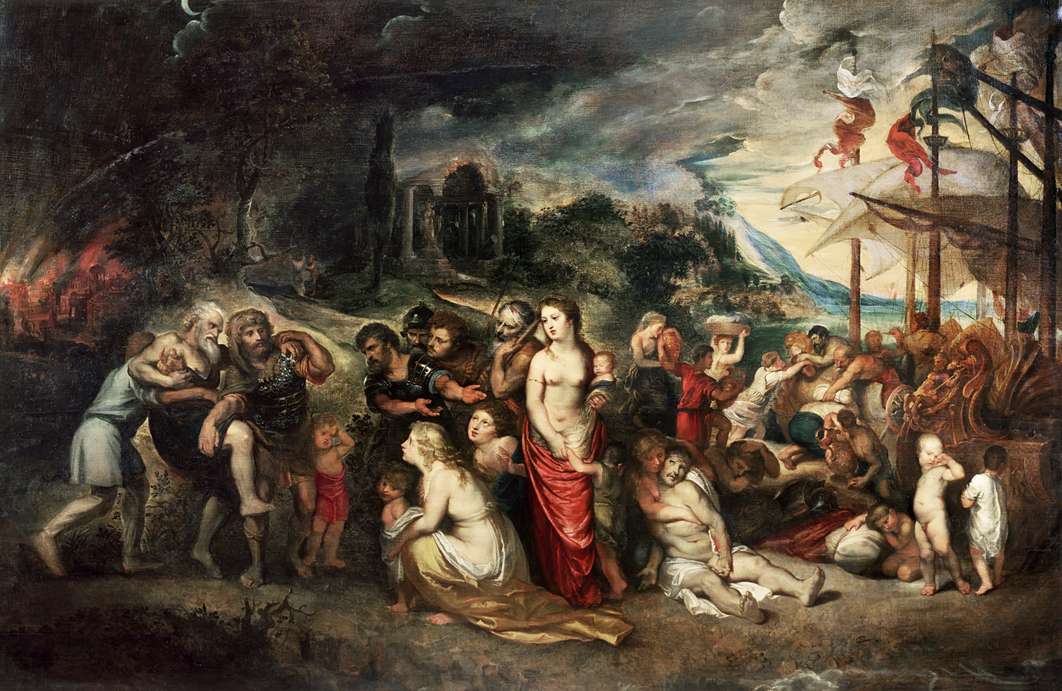 Eneasz i jego rodzina uciekają z Troi   Petera Rubensa