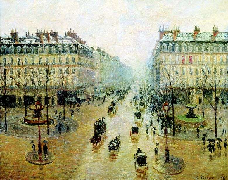 Podróż do Opery w Paryżu. Efekt śniegu. Rano   Camille Pissarro