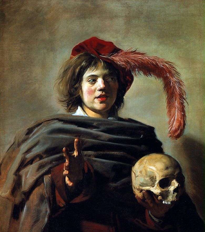 Portret młodego mężczyzny z czaszką (Vanitas)   Frans Hals