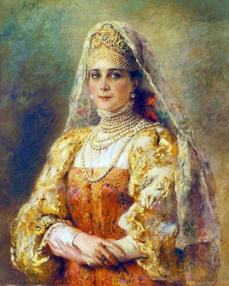Portret księżniczki Zinaidy Nikołajewskiej Jusupowej w stroju rosyjskim   Konstantin Makovsky