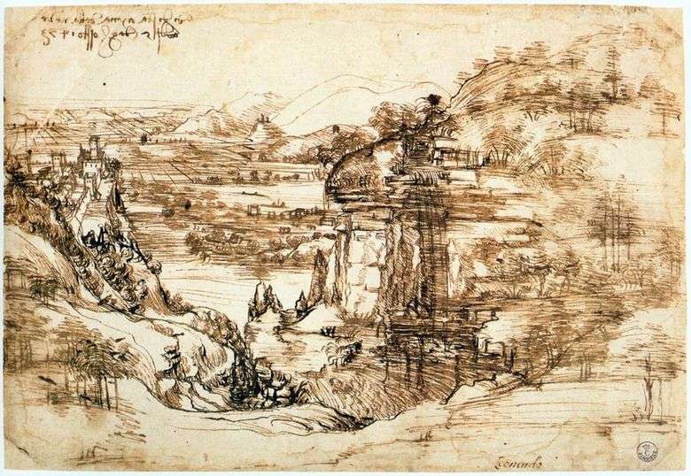 Krajobraz Arno   Leonardo da Vinci