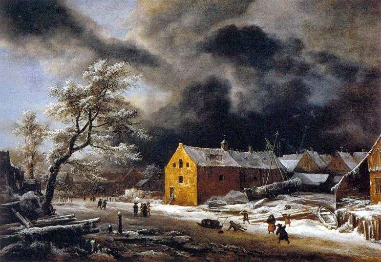 Zimowy wieczór   Jacob van Ruysdal