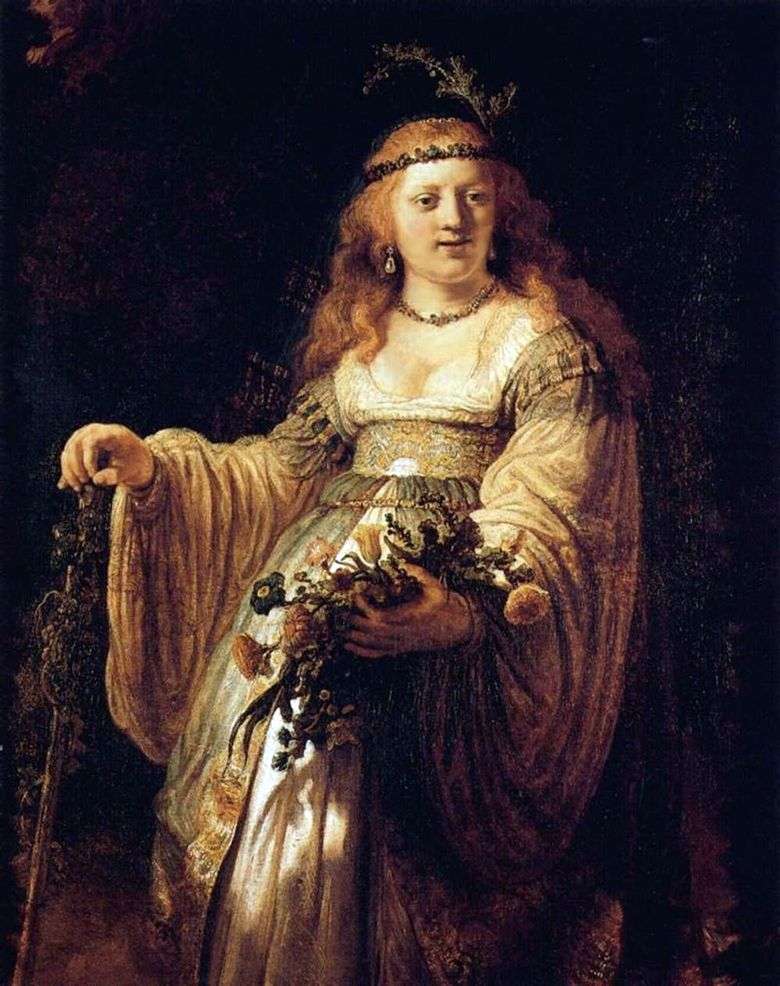 Portret Saskii w stroju pasterskim   Rembrandt Harmens Van Rhine