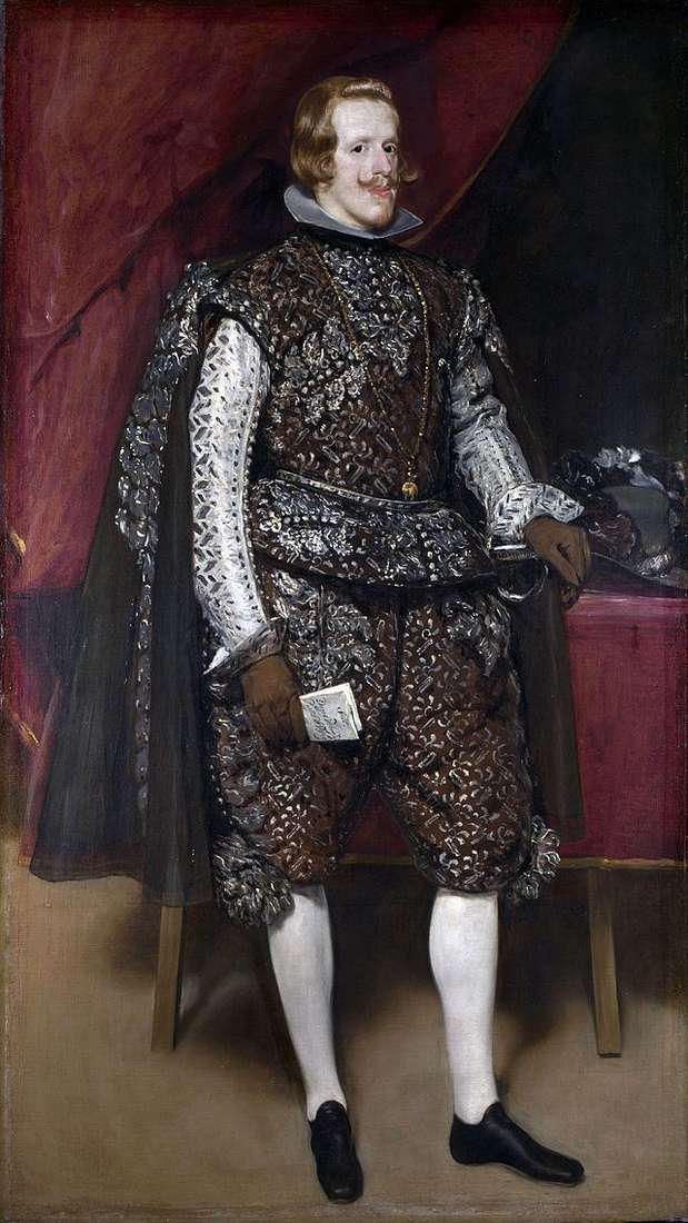 Portret Filipa IV w brązowym i srebrnym stroju   Diego Velasquez