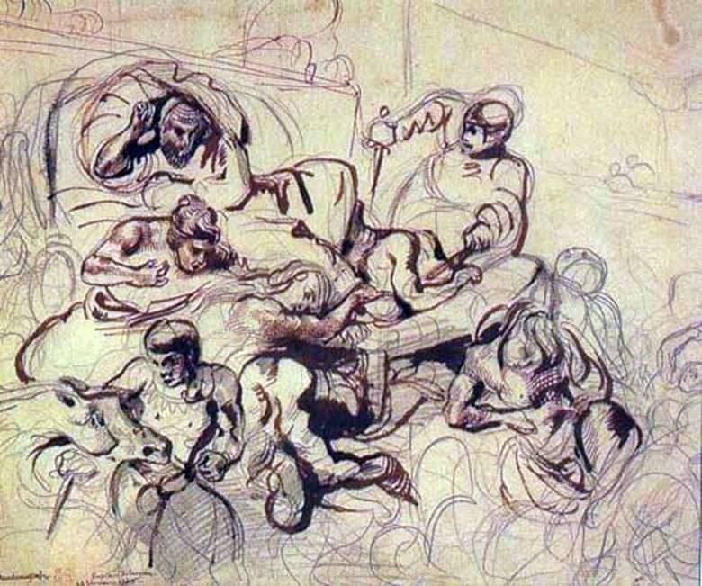 Szkic do obrazu Śmierć Sardanapali   Eugene Delacroix