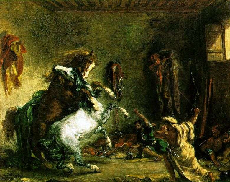 Walka koni arabskich   Eugene Delacroix