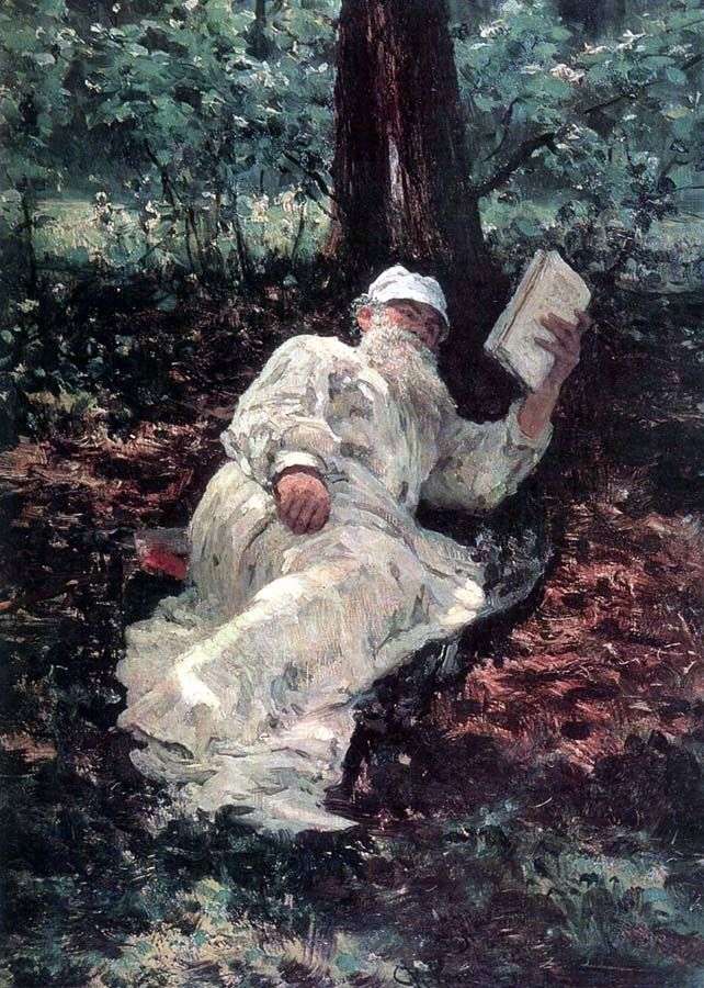 L. N. Tołstoj na wakacjach w lesie   Ilya Repin