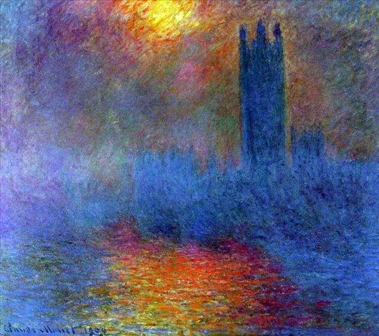 Budynek Parlamentu, słońce świeci przez mgłę   Claude Monet