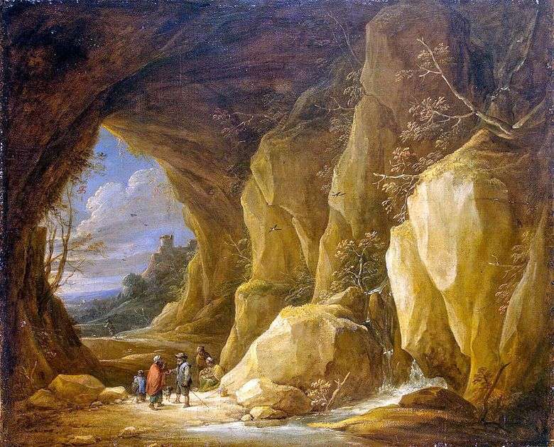 Krajobraz z grotą i grupą Cyganów   David Teniers