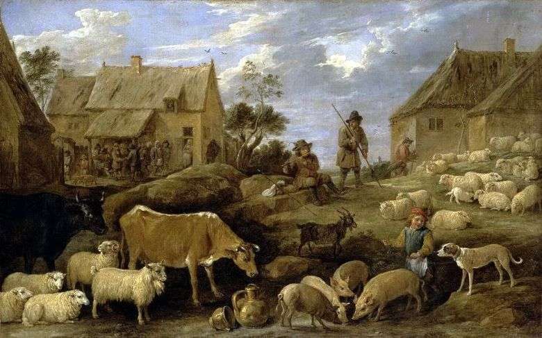 Krajobraz z pasterzem i stadem   David Teniers