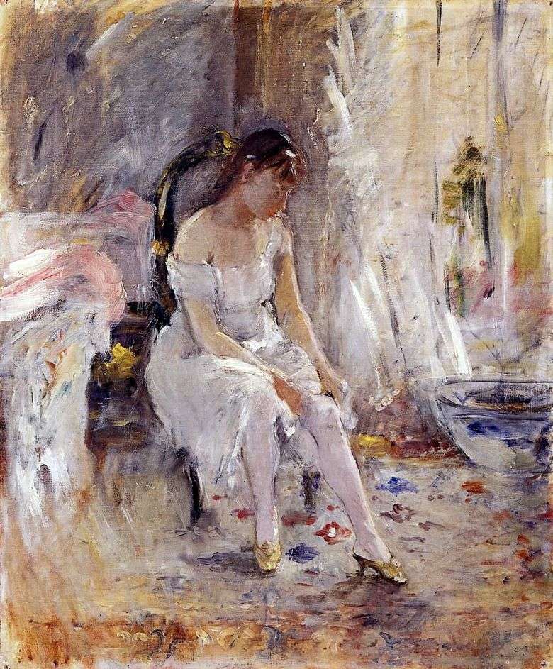 Młoda dziewczyna zakładająca pończochy   Bertha Morisot