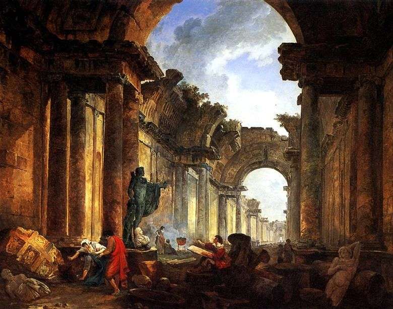 Wyobrażony widok na Wielką Galerię w ruinach   Hubert Robert